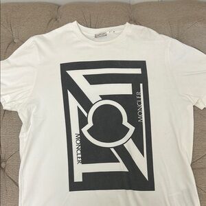 Moncler White and Black Short Sleeve Tee